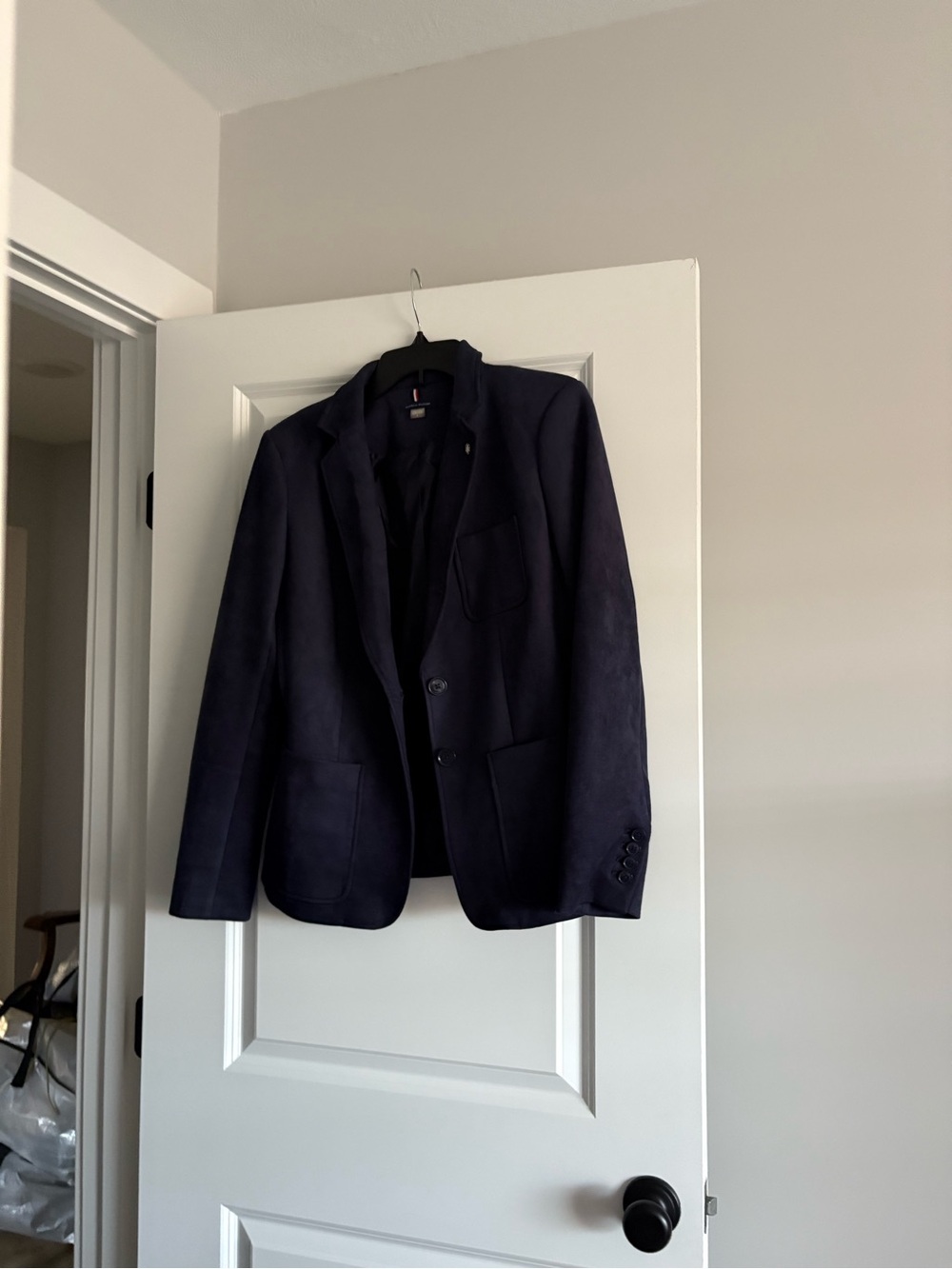 Women’s Navy Suede Blazer - Classic Two-Button Blazer